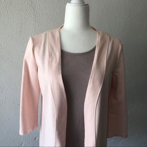 3/4 sleeve light pink cotton jacket